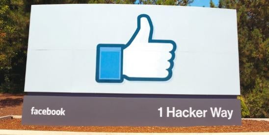 Facebook HQ Headquarters corporate sign on  1 Hacker Way
