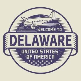 vintage delaware welcome to the USA airline themed stamp