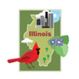 illinois, map, city, bird, flower