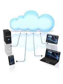 cloud with electronics, widgets, iot