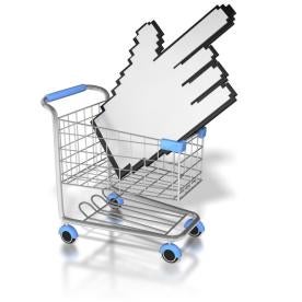 shopping, cart, hand, click