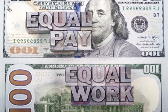 money and type demanding equal pay foe equal work regrdless of gender identification