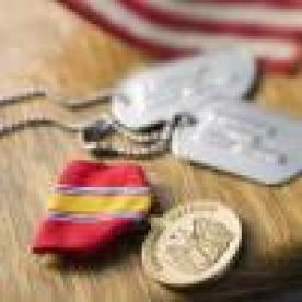 Military dog tags with flag