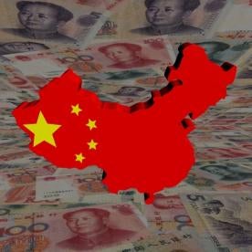map of china with money made from food additives