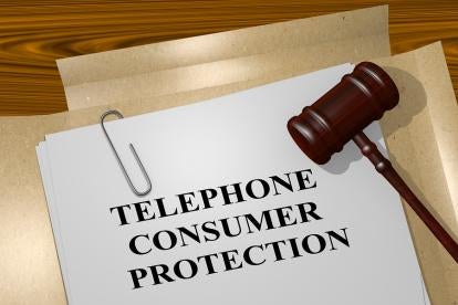 TCPA Telephone Consumer Protection Act Paperwork with a gavel