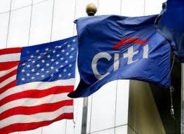U.S. flag next to a Citigroup flag