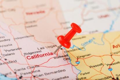 California map with pin 
