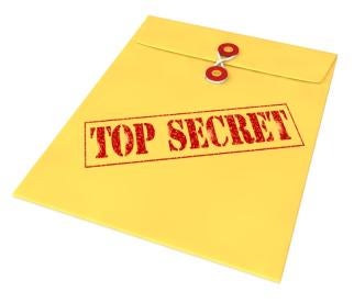 top secret trade espionage envelope with forensic evidence