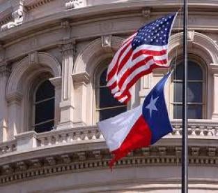 U.S. flag, Texas flag