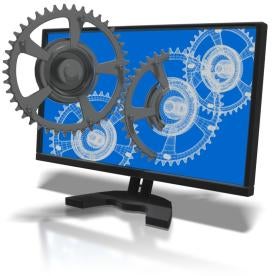 computer with gears, automated marketing