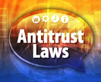 antitrust laws in a speech bubble