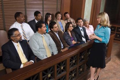 attorney with jurors, trial consultants