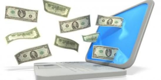 money going into the computer, e-commerce, online retail