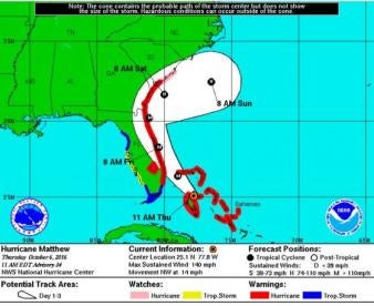 Hurricane, Anticipating Hurricane Matthew, 4 States Declare Emergency