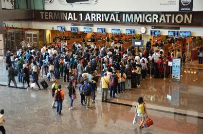 crowd, airport, immigration