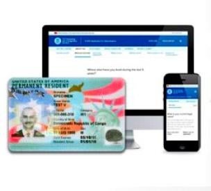 Permanent resident green card with Immigration portal website 