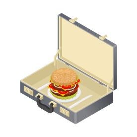 burger suitcase, california, meal breaks