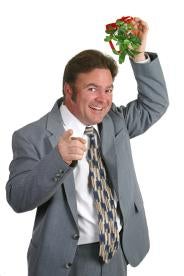 man with mistletoe, holiday parties