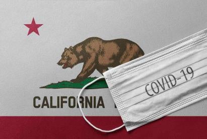 California  Flag with a Mask 
