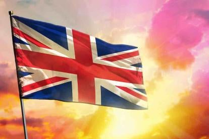 UK Flag Union Jack in Sunset