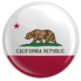 California, Flag, Button