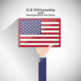 USCIS Immigration Services logo cartoon used for electronic H-1B registration