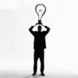 Man with a Lightbulb Over His Head