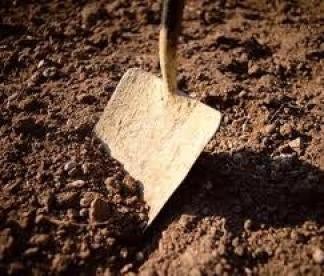 dirt, shovel