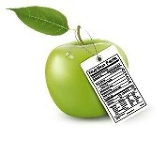 apple with nutrition label