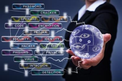 attorney holding data cybersecurity globe with SHIELD Act floating words