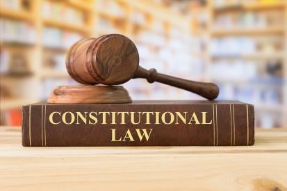 Legal book on Constitutional Law with a gavel