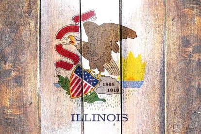 Illinois seal in wood and blood