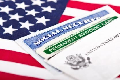 Immigration; documents and USA flag