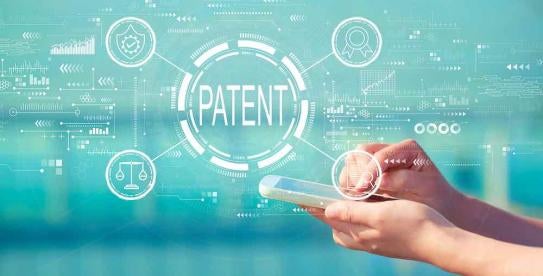 Patent graphic on a green background