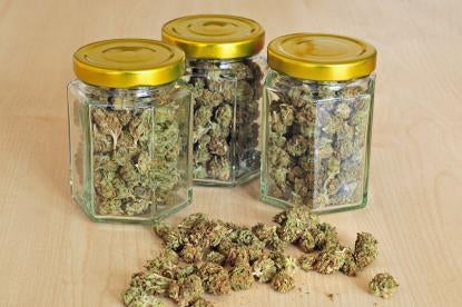 recreational marijuana dispensary pot in jars