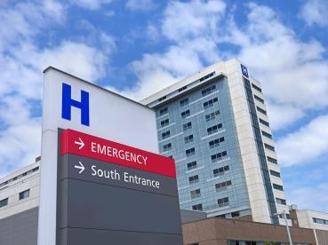 Hospital Sign with Emergency Room Designated