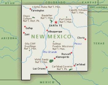 New Mexico on a map 