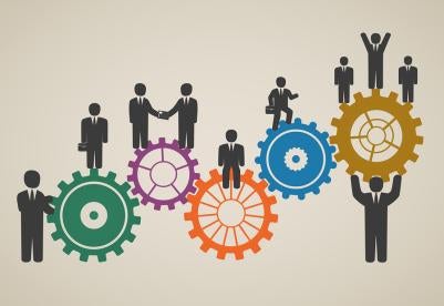 Gears and Employees Working Concept