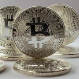 shiny silver bitcoins