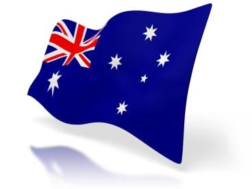 Australian flag flying o'er coronavirus