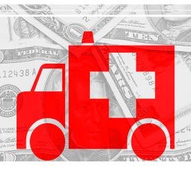 healthcare costs with an ambulance symbol