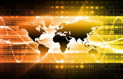 telecommunication glowing around the world
