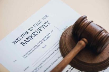 bankruptcy petition and gavel
