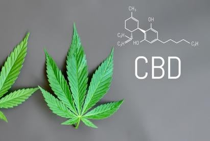 CBD chemical; hemp leaf