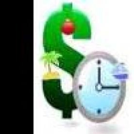 $ sign and Clock with palm tree, ornament & boat