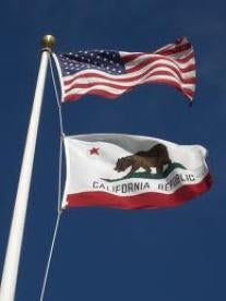 california flag and US flag