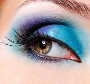 eye with blue eyeshadow