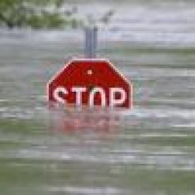Stop sign under water 