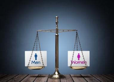 gender equity balanced in a scale between male and female 