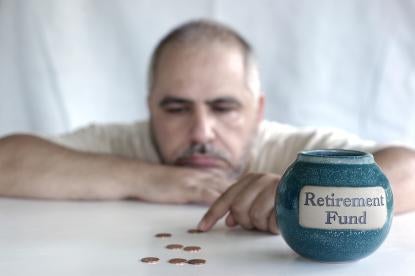 Retirement fund with sad man 